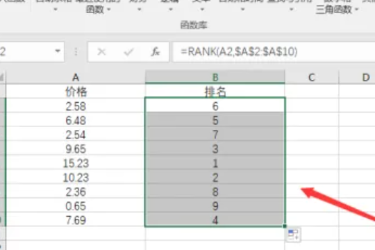 排名函数rank怎么用