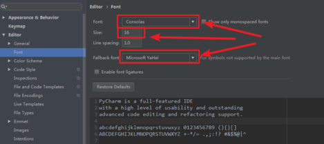 pycharm字体怎么更改